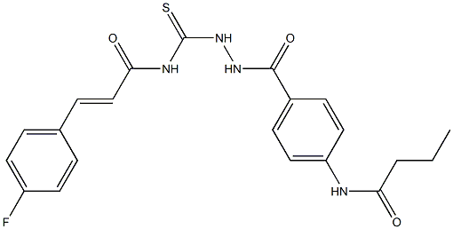 (E)-N-({2-[4-(butyrylamino)benzoyl]hydrazino}carbothioyl)-3-(4-fluorophenyl)-2-propenamide 구조식 이미지