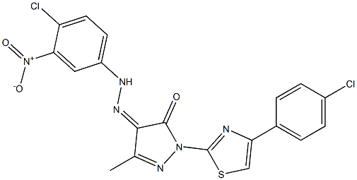 1-[4-(4-chlorophenyl)-1,3-thiazol-2-yl]-3-methyl-1H-pyrazole-4,5-dione 4-[N-(4-chloro-3-nitrophenyl)hydrazone] 구조식 이미지