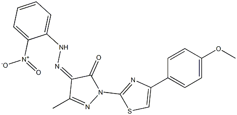 1-[4-(4-methoxyphenyl)-1,3-thiazol-2-yl]-3-methyl-1H-pyrazole-4,5-dione 4-[N-(2-nitrophenyl)hydrazone] 구조식 이미지