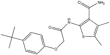 2-({2-[4-(tert-butyl)phenoxy]acetyl}amino)-4,5-dimethyl-3-thiophenecarboxamide Structure