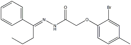 2-(2-bromo-4-methylphenoxy)-N'-[(E)-1-phenylbutylidene]acetohydrazide Structure