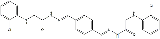2-(2-chloroanilino)-N'-{(E)-[4-({(E)-2-[2-(2-chloroanilino)acetyl]hydrazono}methyl)phenyl]methylidene}acetohydrazide 구조식 이미지