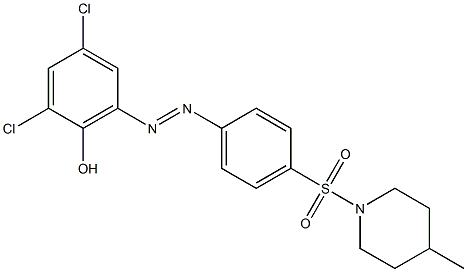 2,4-dichloro-6-((E)-2-{4-[(4-methyl-1-piperidinyl)sulfonyl]phenyl}diazenyl)phenol Structure