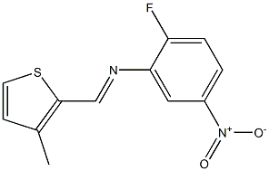 N-(2-fluoro-5-nitrophenyl)-N-[(E)-(3-methyl-2-thienyl)methylidene]amine 구조식 이미지