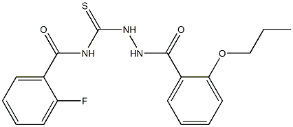 2-fluoro-N-{[2-(2-propoxybenzoyl)hydrazino]carbothioyl}benzamide Structure