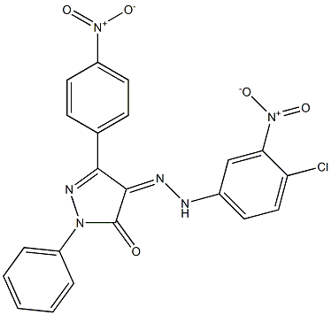 3-(4-nitrophenyl)-1-phenyl-1H-pyrazole-4,5-dione 4-[N-(4-chloro-3-nitrophenyl)hydrazone] 구조식 이미지