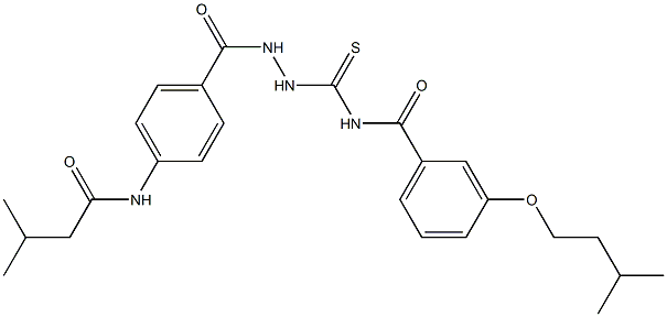 3-(isopentyloxy)-N-[(2-{4-[(3-methylbutanoyl)amino]benzoyl}hydrazino)carbothioyl]benzamide 구조식 이미지