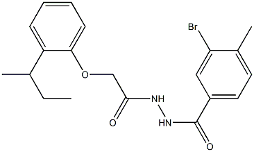 3-bromo-N'-{2-[2-(sec-butyl)phenoxy]acetyl}-4-methylbenzohydrazide 구조식 이미지