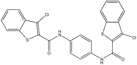 3-chloro-N-(4-{[(3-chloro-1-benzothiophen-2-yl)carbonyl]amino}phenyl)-1-benzothiophene-2-carboxamide 구조식 이미지