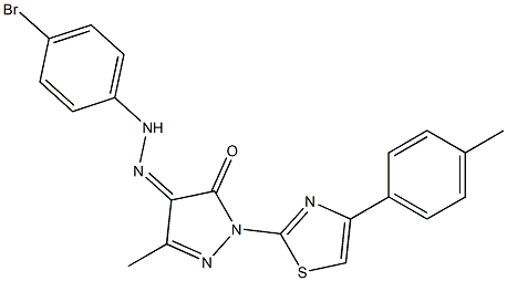 3-methyl-1-[4-(4-methylphenyl)-1,3-thiazol-2-yl]-1H-pyrazole-4,5-dione 4-[N-(4-bromophenyl)hydrazone] 구조식 이미지