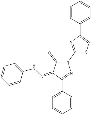 3-phenyl-1-(4-phenyl-1,3-thiazol-2-yl)-1H-pyrazole-4,5-dione 4-(N-phenylhydrazone) Structure