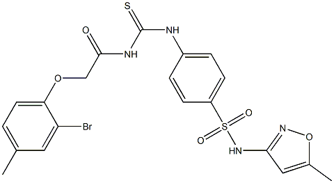 4-[({[2-(2-bromo-4-methylphenoxy)acetyl]amino}carbothioyl)amino]-N-(5-methyl-3-isoxazolyl)benzenesulfonamide Structure