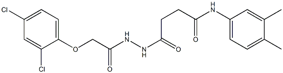 4-{2-[2-(2,4-dichlorophenoxy)acetyl]hydrazino}-N-(3,4-dimethylphenyl)-4-oxobutanamide 구조식 이미지