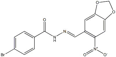 4-bromo-N'-[(E)-(6-nitro-1,3-benzodioxol-5-yl)methylidene]benzohydrazide Structure