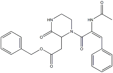 benzyl 2-{1-[(E)-2-(acetylamino)-3-phenyl-2-propenoyl]-3-oxo-2-piperazinyl}acetate Structure