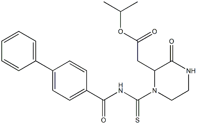 isopropyl 2-(1-{[([1,1'-biphenyl]-4-ylcarbonyl)amino]carbothioyl}-3-oxo-2-piperazinyl)acetate Structure