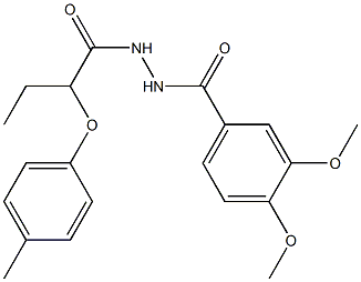 N'-(3,4-dimethoxybenzoyl)-2-(4-methylphenoxy)butanohydrazide 구조식 이미지