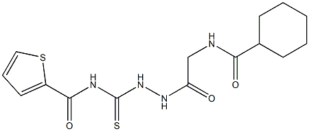 N-[(2-{2-[(cyclohexylcarbonyl)amino]acetyl}hydrazino)carbothioyl]-2-thiophenecarboxamide 구조식 이미지