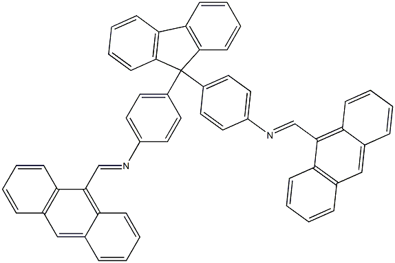 N-[(E)-9-anthrylmethylidene]-N-{4-[9-(4-{[(E)-9-anthrylmethylidene]amino}phenyl)-9H-fluoren-9-yl]phenyl}amine 구조식 이미지