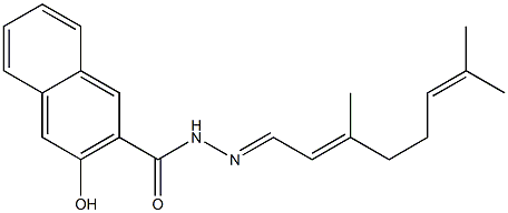 N'-[(E,2E)-3,7-dimethyl-2,6-octadienylidene]-3-hydroxy-2-naphthohydrazide 구조식 이미지