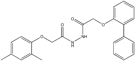 N'-[2-([1,1'-biphenyl]-2-yloxy)acetyl]-2-(2,4-dimethylphenoxy)acetohydrazide 구조식 이미지