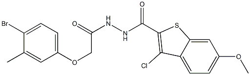 N'-[2-(4-bromo-3-methylphenoxy)acetyl]-3-chloro-6-methoxy-1-benzothiophene-2-carbohydrazide Structure