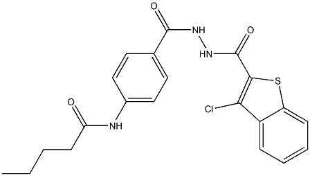 N-[4-({2-[(3-chloro-1-benzothiophen-2-yl)carbonyl]hydrazino}carbonyl)phenyl]pentanamide 구조식 이미지