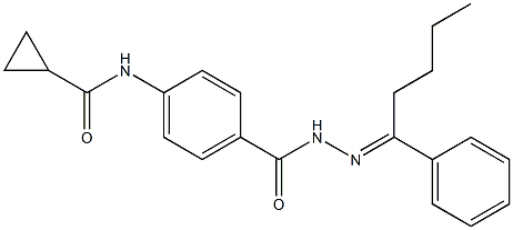 N-[4-({2-[(E)-1-phenylpentylidene]hydrazino}carbonyl)phenyl]cyclopropanecarboxamide 구조식 이미지