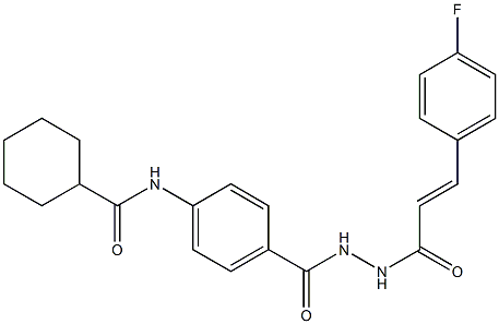 N-[4-({2-[(E)-3-(4-fluorophenyl)-2-propenoyl]hydrazino}carbonyl)phenyl]cyclohexanecarboxamide 구조식 이미지