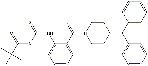 N-{2-[(4-benzhydryl-1-piperazinyl)carbonyl]phenyl}-N'-(2,2-dimethylpropanoyl)thiourea 구조식 이미지