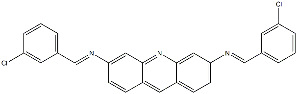 N-[(E)-(3-chlorophenyl)methylidene]-N-(6-{[(E)-(3-chlorophenyl)methylidene]amino}-3-acridinyl)amine Structure