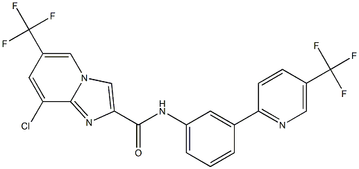 8-chloro-6-(trifluoromethyl)-N-{3-[5-(trifluoromethyl)-2-pyridinyl]phenyl}imidazo[1,2-a]pyridine-2-carboxamide 구조식 이미지