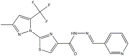 2-[3-methyl-5-(trifluoromethyl)-1H-pyrazol-1-yl]-N'-[(E)-3-pyridinylmethylidene]-1,3-thiazole-4-carbohydrazide Structure