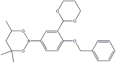 2-[4-Benzyloxy-3-(1,3-dioxan-2-yl)phenyl]-4,4,6-trimethyl-1,3,2-dioxaborinane Structure