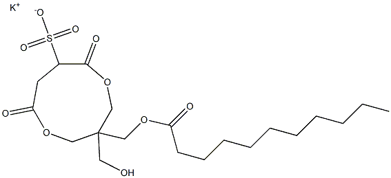 1-(Undecanoyloxymethyl)-1-(hydroxymethyl)-4,7-dioxo-3,8-dioxacyclononane-6-sulfonic acid potassium salt 구조식 이미지