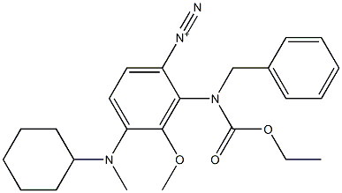 4-(Cyclohexylmethylamino)-2-[ethoxycarbonyl(phenylmethyl)amino]-3-methoxybenzenediazonium Structure