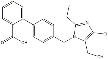 4'-[[4-Chloro-2-ethyl-5-hydroxymethyl-1H-imidazol-1-yl]methyl]-1,1'-biphenyl-2-carboxylic acid 구조식 이미지