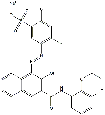 2-Chloro-4-methyl-5-[[3-[[(3-chloro-2-ethoxyphenyl)amino]carbonyl]-2-hydroxy-1-naphtyl]azo]benzenesulfonic acid sodium salt 구조식 이미지