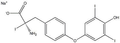 (R)-2-Amino-3-[4-(4-hydroxy-3,5-diiodophenoxy)phenyl]-2-iodopropanoic acid sodium salt 구조식 이미지