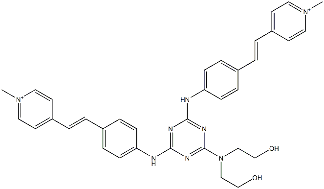 1,1'-Dimethyl[4,4'-[6-[bis(2-hydroxyethyl)amino]-1,3,5-triazine-2,4-diyl]bis[imino(1,4-phenylene)vinylene]dipyridinium] Structure