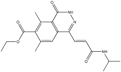 6,8-Dimethyl-4-[2-(isopropylcarbamoyl)ethenyl]-1-oxo-1,2-dihydrophthalazine-7-carboxylic acid ethyl ester 구조식 이미지