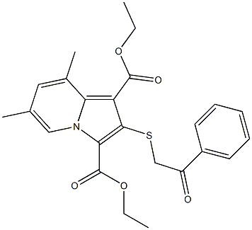 2-(2-Phenyl-2-oxoethylthio)-6,8-dimethylindolizine-1,3-dicarboxylic acid diethyl ester Structure