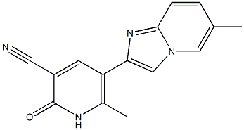 2-[(3-Cyano-6-methyl-1,2-dihydro-2-oxopyridin)-5-yl]-6-methylimidazo[1,2-a]pyridine 구조식 이미지