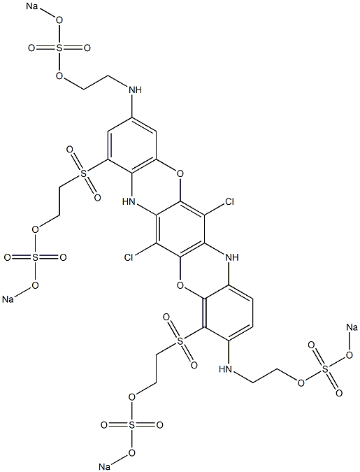 6,13-Dichloro-3,10-bis[2-(sodiooxysulfonyloxy)ethylamino]-1,11-bis[2-(sodiooxysulfonyloxy)ethylsulfonyl]-5,12-dioxa-7,14-diazapentacene Structure