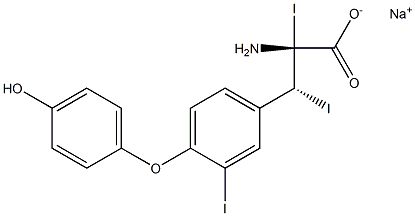 (2R,3R)-2-Amino-3-[4-(4-hydroxyphenoxy)-3-iodophenyl]-2,3-diiodopropanoic acid sodium salt Structure