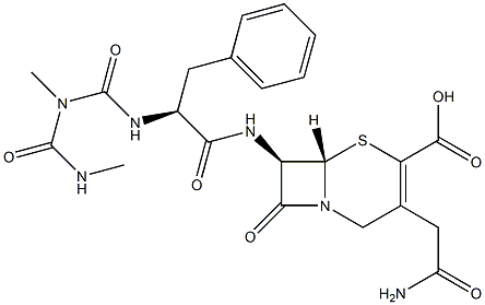 (7R)-7-[N-[N-(N,N'-Dimethylureidocarbonyl)phenylalanyl]amino]-3-(carbamoylmethyl)cepham-3-ene-4-carboxylic acid 구조식 이미지