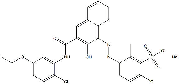 2-Chloro-6-methyl-5-[[3-[[(2-chloro-5-ethoxyphenyl)amino]carbonyl]-2-hydroxy-1-naphtyl]azo]benzenesulfonic acid sodium salt 구조식 이미지