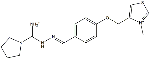 3-Methyl-4-[4-[2-[iminio(1-pyrrolidinyl)methyl]hydrazonomethyl]phenoxymethyl]thiazol-3-ium Structure