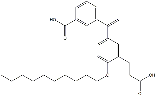 2-(Decyloxy)-5-[1-(3-carboxyphenyl)ethenyl]benzenepropanoic acid 구조식 이미지