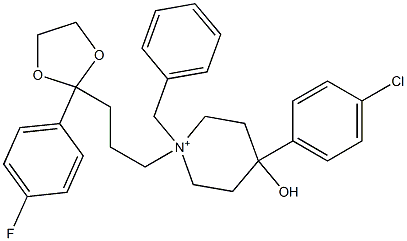 1-Benzyl-4-(p-chlorophenyl)-1-[4,4-(ethylenebisoxy)-4-(p-fluorophenyl)butyl]-4-hydroxypiperidinium 구조식 이미지